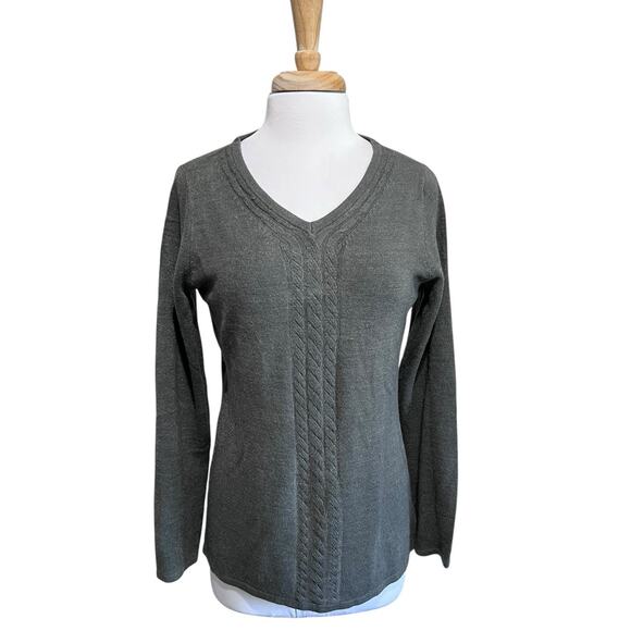 Karen Scott Lot of 2 Women's Sweater Black Gray Poncho Size M V-Neck Fall Winter - Picture 3 of 6